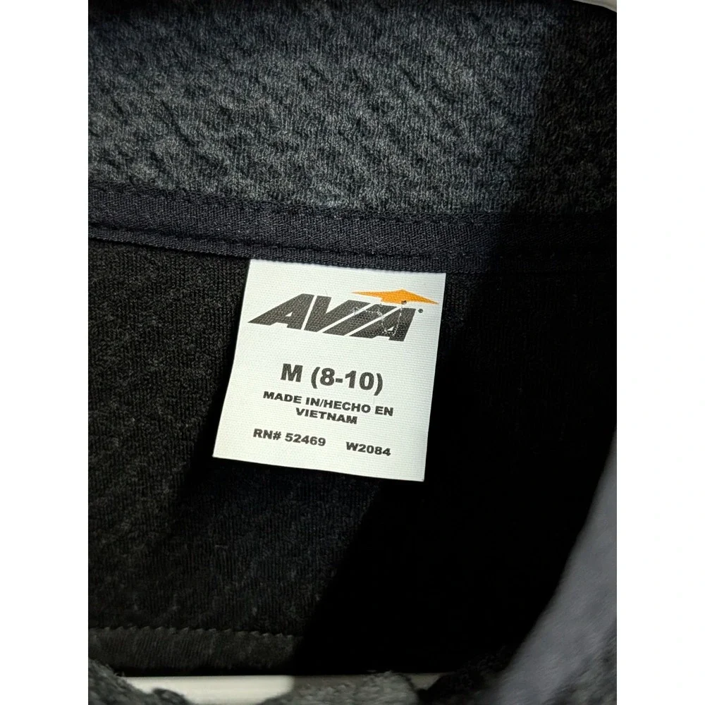Avia Mens Textured Fleece Full Zip Jacket Charcoal Gray Mock Neck RN52469 Size M